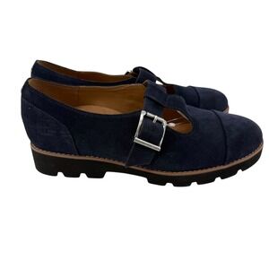 Vionic Carmen Navy Blue Suede Mary Jane T-Strap Shoes Women Size 9.5W Comfort